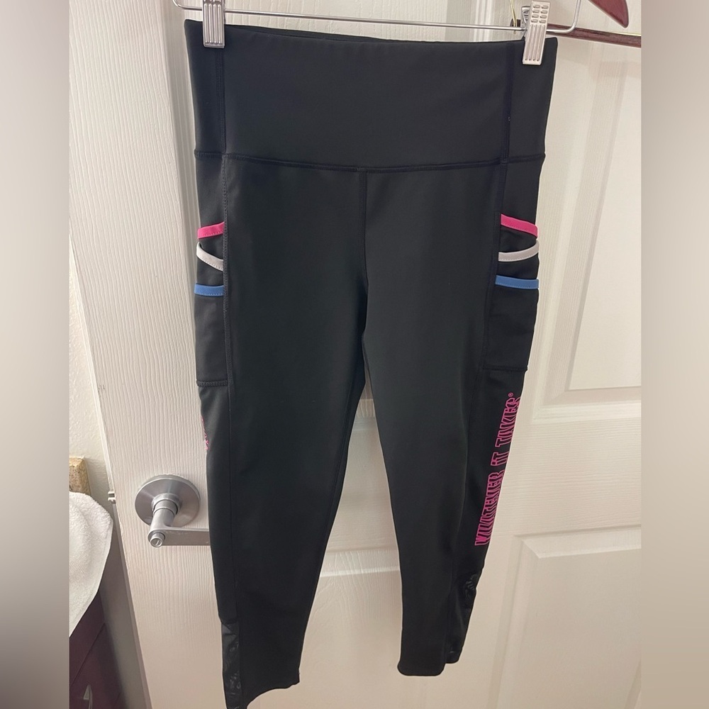 TKO Black Leggings with Pink and‎ Blue Stripes